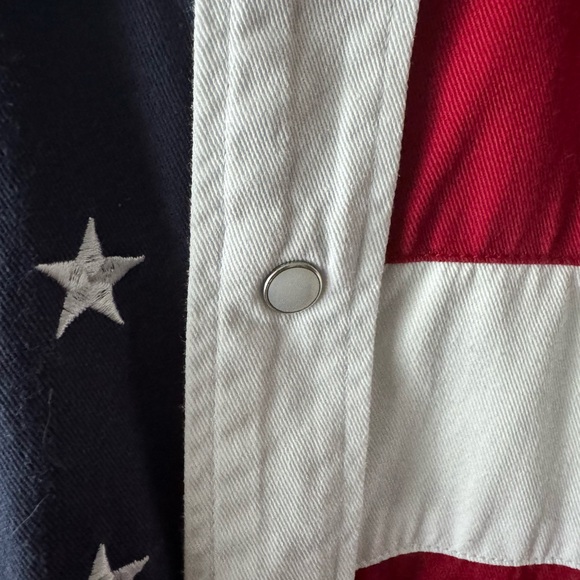 USA/America Flag Long Sleeve Men’s Button Up Snap Shirt Size Medium - Picture 2 of 8